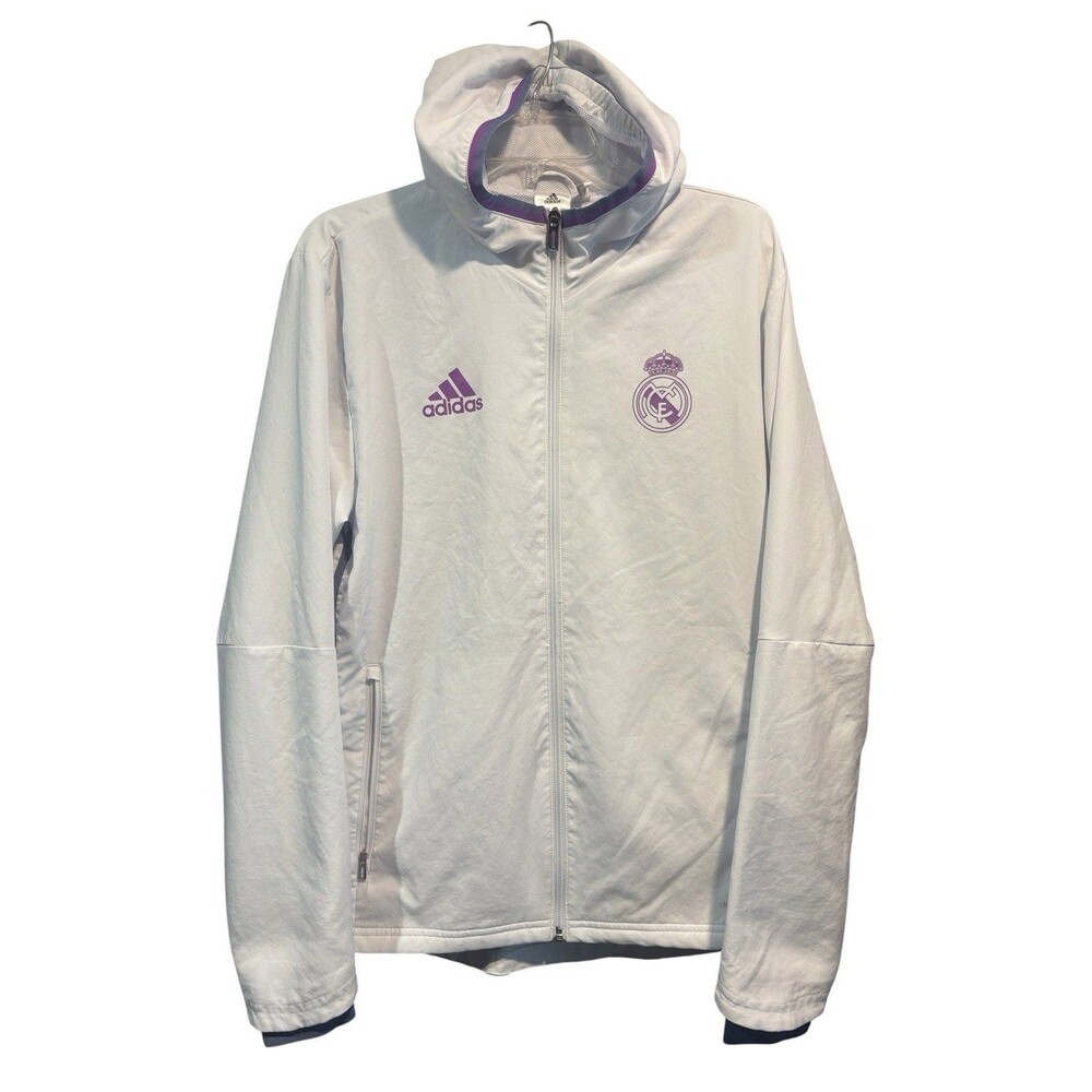 Real Madrid 2016-17 Soccer Training Jacket White Adidas Climacool Men’s Medium